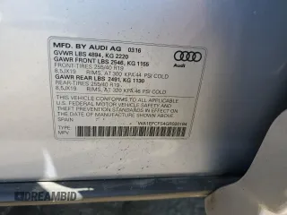 2016 Audi Q3 Premium Plus with VIN WA1EFCFS4GR020184, listed as a Copart auction lot 54449975 with 99,950 mi miles and Salvage Title. Bid and sale history available at carsss.com. Image 13.