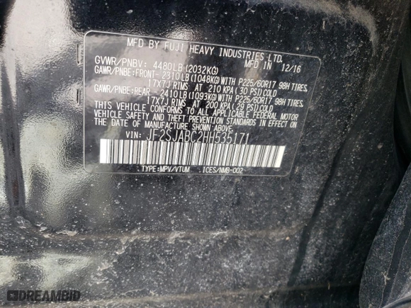 2017 Subaru Forester with VIN JF2SJABC2HH535171, listed as a Copart auction lot 50412365 with 103,172 mi miles and Salvage Title. Bid and sale history available at carsss.com. Image 15.
