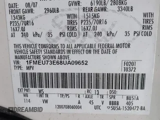 2008 Ford Explorer XLT z VIN 1FMEU73E68UA09652, wystawiony jako IAAI lot #42396626 z przebiegiem 108 395 mil mil oraz . Historia ofert i sprzedaży dostępna na DreamBid. Obrazek 9.