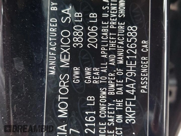 2017 Kia Forte LX with VIN 3KPFL4A79HE126588, listed as a Copart auction lot 77994024 with 82,033 mi miles and Salvage Title. Bid and sale history available at carsss.com. Image 14.