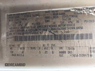 2007 Ford Econoline Cargo Commercial with VIN 1FTNS24W27DA64747, listed as a IAAI auction lot 41915659 with Not Provided miles and . Bid and sale history available at DreamBid. Image 8.