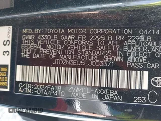 2014 Toyota Prius Two with VIN JTDZN3EU5EJ003371, listed as a IAAI auction lot 42384861 with 191,901 mi miles and . Bid and sale history available at DreamBid. Image 9.