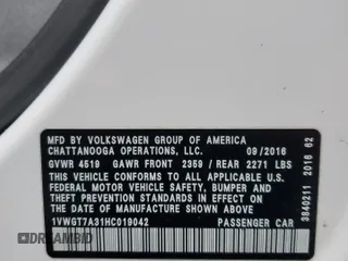 2017 Volkswagen Passat SE with VIN 1VWGT7A31HC019042, listed as a Copart auction lot 61078305 with 149,335 mi miles and Salvage title. Bid and sale history available at DreamBid. Image 12.