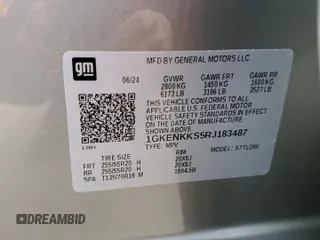 2024 GMC Acadia FWD Elevation z VIN 1GKENKKS5RJ183487, wystawiony jako Copart lot #89142685 z przebiegiem 6 131 mil mil oraz Szkoda całkowita • Salvage title. Historia ofert i sprzedaży dostępna na DreamBid. Obrazek 14.