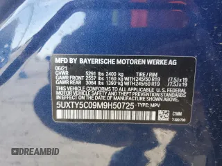 2021 BMW X3 xDrive30i with VIN 5UXTY5C09M9H50725, listed as a Copart auction lot 52645365 with 27,652 mi miles and Salvage Title. Bid and sale history available at DreamBid. Image 13.