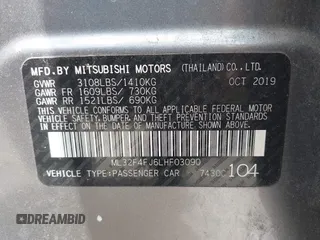 2020 Mitsubishi Mirage SE z VIN ML32F4FJ6LHF03090, wystawiony jako IAAI lot #42120301 z przebiegiem 105 716 mil mil oraz . Historia ofert i sprzedaży dostępna na DreamBid. Obrazek 9.