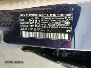 2003 Mercedes-Benz C 240 с VIN WDBRF81J83F377073, выставлен на аукционе Copart как лот 72051204 с пробегом Не указан миль и На запчасти • Non repairable. История ставок и продаж доступна на DreamBid. Изображение 12.