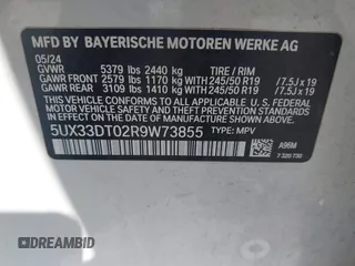 2024 BMW X4 xDrive30i with VIN 5UX33DT02R9W73855, listed as a IAAI auction lot 42712082 with 30,654 mi miles and . Bid and sale history available at DreamBid. Image 9.