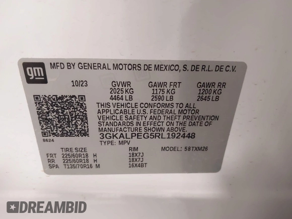 2024 GMC Terrain SLT with VIN 3GKALPEG5RL192448, listed as a IAAI auction lot 42356154 with 28,762 mi miles and . Bid and sale history available at DreamBid. Image 9.