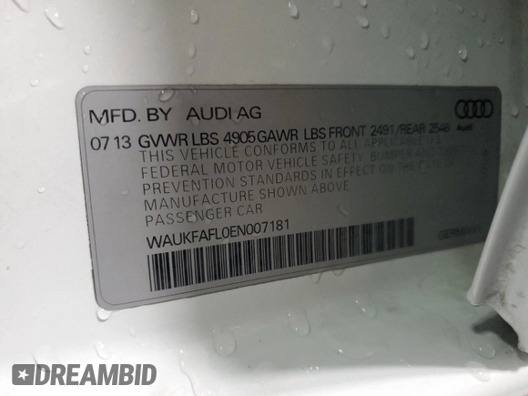 2014 Audi A4 Prestige z VIN WAUKFAFL0EN007181, wystawiony jako Copart lot #87744245 z przebiegiem 88 209 mil mil oraz Szkoda całkowita • Salvage title. Historia ofert i sprzedaży dostępna na DreamBid. Obrazek 13.