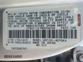 1991 Lexus LS z VIN JT8UF11E7M0054030, wystawiony jako Copart lot #75092094 z przebiegiem 183 760 mil mil oraz Szkody całkowita. Historia ofert i sprzedaży dostępna na DreamBid. Obrazek 12.