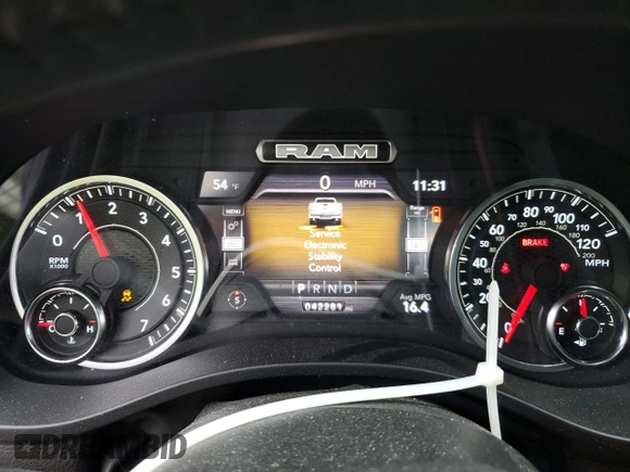 2024 Ram 1500 Big Horn with VIN 1C6SRFFT4RN181193, listed as a Copart auction lot 58148565 with 42,281 mi miles and Salvage title. Bid and sale history available at DreamBid. Image 9.