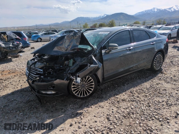 2017 Ford Fusion SE z VIN 3FA6P0H98HR350163, wystawiony jako Copart lot #54196545 z przebiegiem Nie podano mil oraz Szkoda całkowita • Salvage title. Historia ofert i sprzedaży dostępna na DreamBid. Obrazek 1.