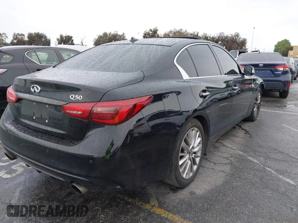 2021 Infiniti Q50 3.0t LUXE with VIN JN1EV7BP7MM705096, listed as a IAAI auction lot 41755035 with 92,476 mi miles. Bid and sale history available at carsss.com. Image 4.