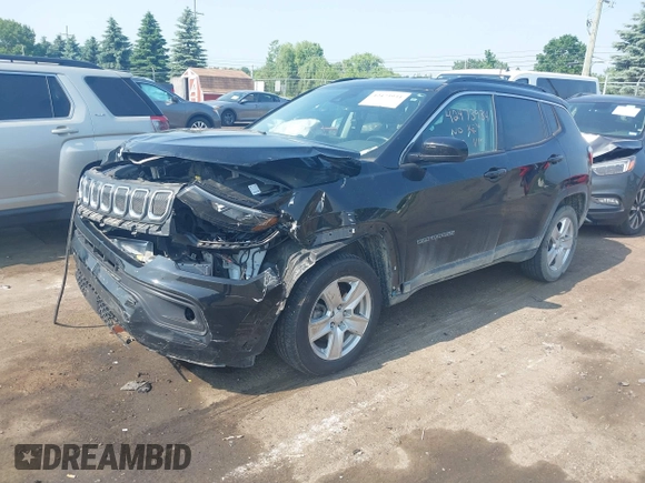 2022 Jeep Compass Latitude z VIN 3C4NJDBB0NT216921, wystawiony jako IAAI lot #42473934 z przebiegiem 41 169 mil mil oraz . Historia ofert i sprzedaży dostępna na DreamBid. Obrazek 2.
