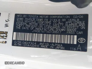 2006 Scion tC with VIN JTKDE167160120517, listed as a IAAI auction lot 42111042 with 174,220 mi miles. Bid and sale history available at carsss.com. Image 9.