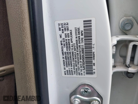 2013 Acura RDX Tech Pkg with VIN 5J8TB3H50DL006511, listed as a IAAI auction lot 41910565 with 200,104 mi miles. Bid and sale history available at carsss.com. Image 9.
