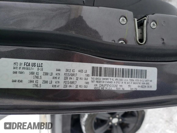 2017 Jeep Patriot Latitude with VIN 1C4NJPFB7HD131242, listed as a Copart auction lot 88113685 with 113,640 mi miles and Salvage Title. Bid and sale history available at DreamBid. Image 13.