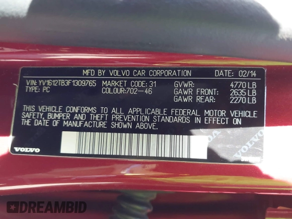 2015 Volvo S60 T5 Premier with VIN YV1612TB3F1309765, listed as a IAAI auction lot 42108221 with 103,874 mi miles. Bid and sale history available at carsss.com. Image 9.