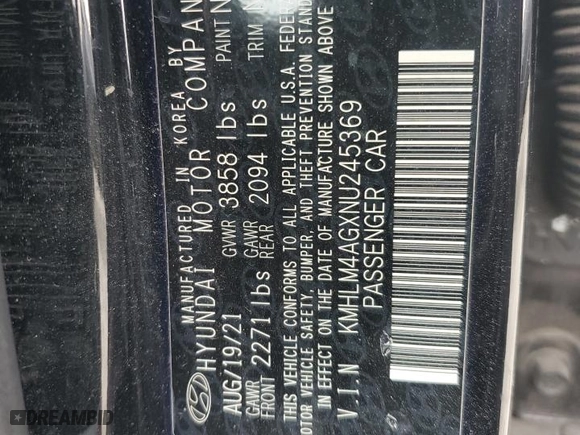 2022 Hyundai Elantra Essential with VIN KMHLM4AGXNU245369, listed as a Copart auction lot 72080114 with 135,026 mi miles and Salvage Title. Bid and sale history available at carsss.com. Image 12.