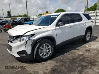 2021 Chevrolet Traverse LS with VIN 1GNERFKW8MJ138733, listed as a Copart auction lot 56684615 with 96,628 mi miles and Salvage title. Bid and sale history available at DreamBid. Image 1.
