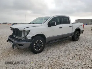 2018 Nissan Titan Pro-4X with VIN 1N6AA1E5XJN527735, listed as a Copart auction lot 60425545 with 136,743 mi miles and Salvage title. Bid and sale history available at DreamBid. Image 1.