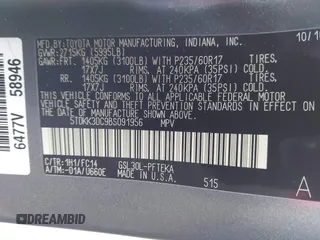 2011 Toyota Sienna LE AAS with VIN 5TDKK3DC9BS091956, listed as a IAAI auction lot 42064902 with 73,542 mi miles and . Bid and sale history available at DreamBid. Image 9.