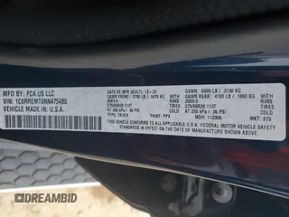 2022 Ram 1500 Big Horn with VIN 1C6RREMT0NN475485, listed as a Copart auction lot 78868054 with 52,306 mi miles and Salvage Title. Bid and sale history available at carsss.com. Image 12.