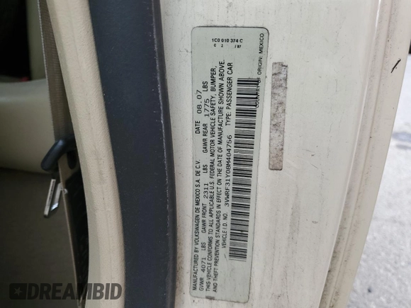 2008 Volkswagen Beetle SE с VIN 3VWRF31Y08M404756, выставлен на аукционе Copart как лот 72099234 с пробегом 121 010 миль миль и Чистый • Clean title. История ставок и продаж доступна на DreamBid. Изображение 12.