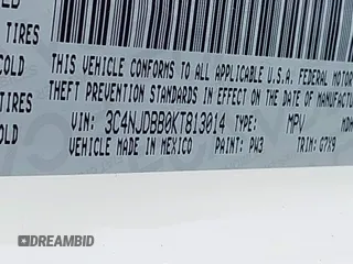 2019 Jeep Compass Latitude with VIN 3C4NJDBB0KT813014, listed as a IAAI auction lot 41560221 with 63,307 mi miles. Bid and sale history available at carsss.com. Image 9.