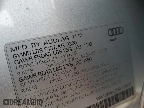 2013 Audi allroad Premium Plus with VIN WA1UFAFL2DA173021, listed as a Copart auction lot 74895264 with 107,795 mi miles and Non Repairable. Bid and sale history available at carsss.com. Image 14.