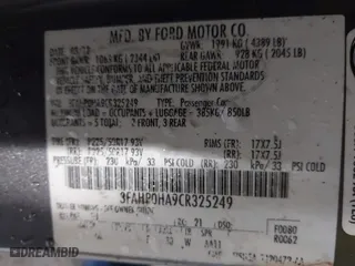 2012 Ford Fusion SE with VIN 3FAHP0HA9CR325249, listed as a IAAI auction lot 41803339 with 203,650 mi miles. Bid and sale history available at carsss.com. Image 9.