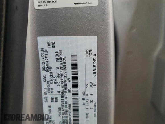 2017 Ford Escape Titanium with VIN 1FMCU0JD6HUE70200, listed as a Copart auction lot 49141595 with 92,159 mi miles and Salvage Title. Bid and sale history available at DreamBid. Image 13.