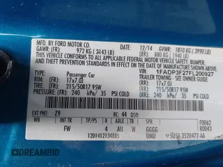 2015 Ford Focus SE с VIN 1FADP3F27FL200927, выставлен на аукционе IAAI как лот 41514911 с пробегом 87 473 миль миль и . История ставок и продаж доступна на DreamBid. Изображение 9.