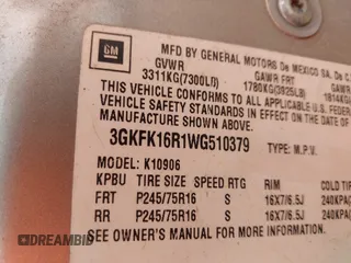 1998 GMC Suburban z VIN 3GKFK16R1WG510379, wystawiony jako IAAI lot #41859604 z przebiegiem 300 493 mil mil oraz . Historia ofert i sprzedaży dostępna na DreamBid. Obrazek 9.