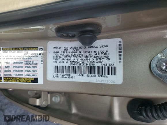 2006 Toyota Corolla CE with VIN 1NXBR32EX6Z645549, listed as a Copart auction lot 61095955 with 87,794 mi miles and Salvage title. Bid and sale history available at DreamBid. Image 12.