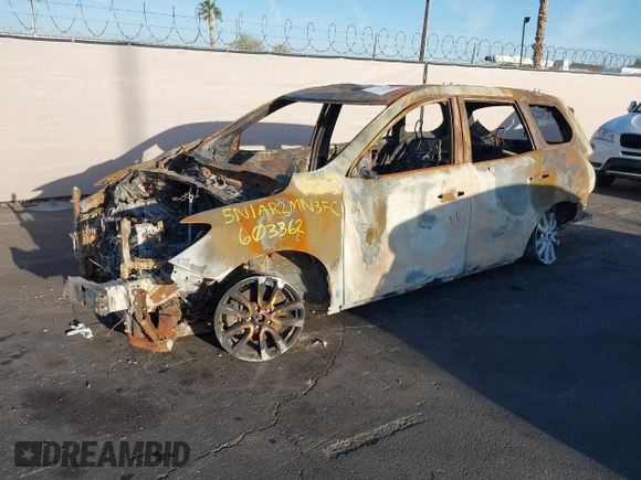 2015 Nissan Pathfinder SV with VIN 5N1AR2MN3FC603362, listed as a IAAI auction lot 42010355 with Not provided miles and . Bid and sale history available at DreamBid. Image 19.
