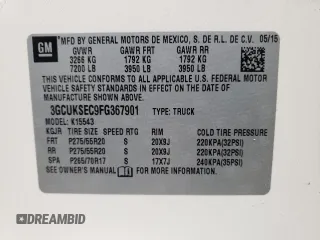 2015 Chevrolet Silverado 1500 LTZ with VIN 3GCUKSEC9FG367901, listed as a Copart auction lot 40817402 with 98,237 mi miles and Salvage Title. Bid and sale history available at carsss.com. Image 10.