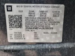 2018 Chevrolet Equinox Premier with VIN 2GNAXMEV4J6299309, listed as a Copart auction lot 50595655 with 137,602 mi miles and Salvage Title. Bid and sale history available at carsss.com. Image 14.