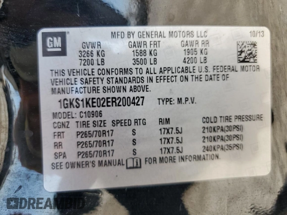 2014 GMC Yukon XL SLT with VIN 1GKS1KE02ER200427, listed as a Copart auction lot 79332194 with 79,963 mi miles and Salvage Title. Bid and sale history available at carsss.com. Image 42.