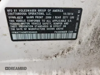2015 Volkswagen Passat Limited Edition Edition z VIN 1VWAT7A36FC034803, wystawiony jako Copart lot #57911385 z przebiegiem 173 435 mil mil oraz Szkoda całkowita • Salvage title. Historia ofert i sprzedaży dostępna na DreamBid. Obrazek 12.