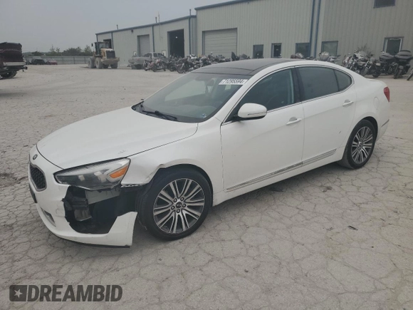 2014 Kia Cadenza Premium with VIN KNALN4D78E5163189, listed as a Copart auction lot 71295594 with 201,785 mi miles and Salvage Title. Bid and sale history available at carsss.com. Image 1.