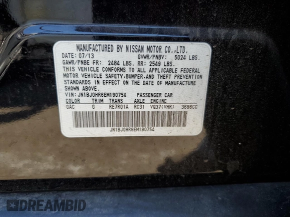 2014 Infiniti QX50 Journey with VIN JN1BJ0HR6EM190754, listed as a Copart auction lot 74960904 with 106,140 mi miles and Non Repairable. Bid and sale history available at carsss.com. Image 12.