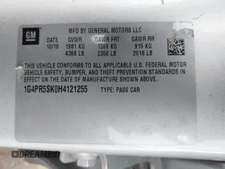 2017 Buick Verano Sport Touring with VIN 1G4PR5SK0H4121255, listed as a IAAI auction lot 42078613 with 137,029 mi miles. Bid and sale history available at carsss.com. Image 9.