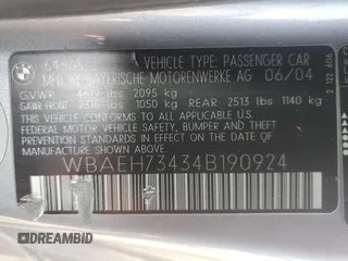 2004 BMW 6 Series 645Ci with VIN WBAEH73434B190924, listed as a Copart auction lot 74318214 with 121,317 mi miles and Clean Title. Bid and sale history available at carsss.com. Image 12.