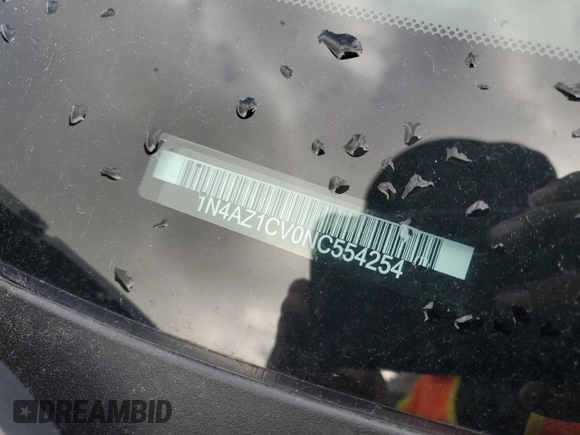 2022 Nissan LEAF SV with VIN 1N4AZ1CV0NC554254, listed as a Copart auction lot 48194425 with Not Provided miles and Salvage Title. Bid and sale history available at DreamBid. Image 12.