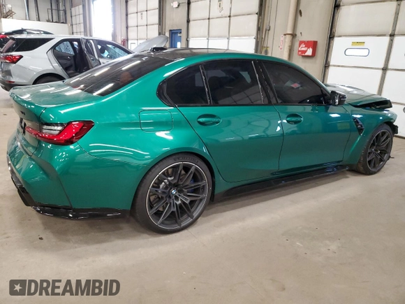 2024 BMW M3 with VIN WBS53AY03RFS18623, listed as a Copart auction lot 50246824 with 2,253 mi miles and Salvage Title. Bid and sale history available at carsss.com. Image 3.