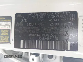 2016 Kia Optima EX z VIN KNAGN4ADXG5098506, wystawiony jako IAAI lot #42213999 z przebiegiem 126 220 mil mil oraz . Historia ofert i sprzedaży dostępna na DreamBid. Obrazek 9.