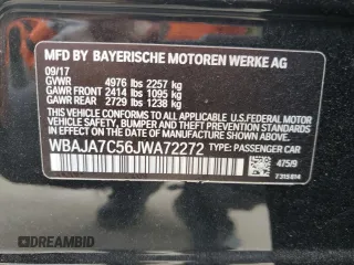 2018 BMW 5 Series 530i xDrive with VIN WBAJA7C56JWA72272, listed as a Copart auction lot 47313705 with 60,156 mi miles and Salvage title. Bid and sale history available at DreamBid. Image 13.
