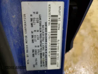 2004 Mazda 3 s with VIN JM1BK323241198253, listed as a Copart auction lot 41363965 with 226,810 mi miles and Salvage Title. Bid and sale history available at DreamBid. Image 12.